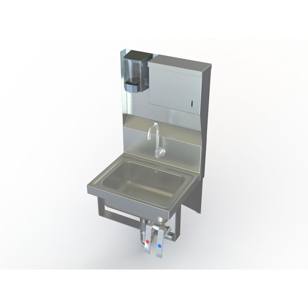 Heavy Duty NSF Hand Sink W/ Soap, Towel, Knee Valves, Spout, Drain